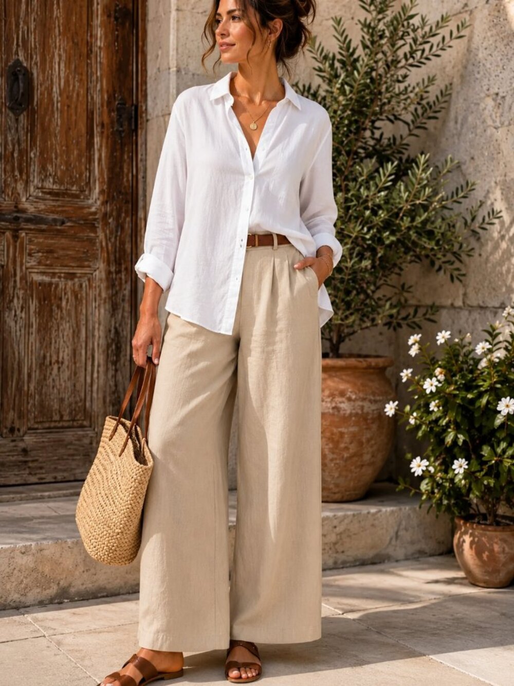 J.Jill Love Linen White 100% Linen Button Down Shirt Small Coastal